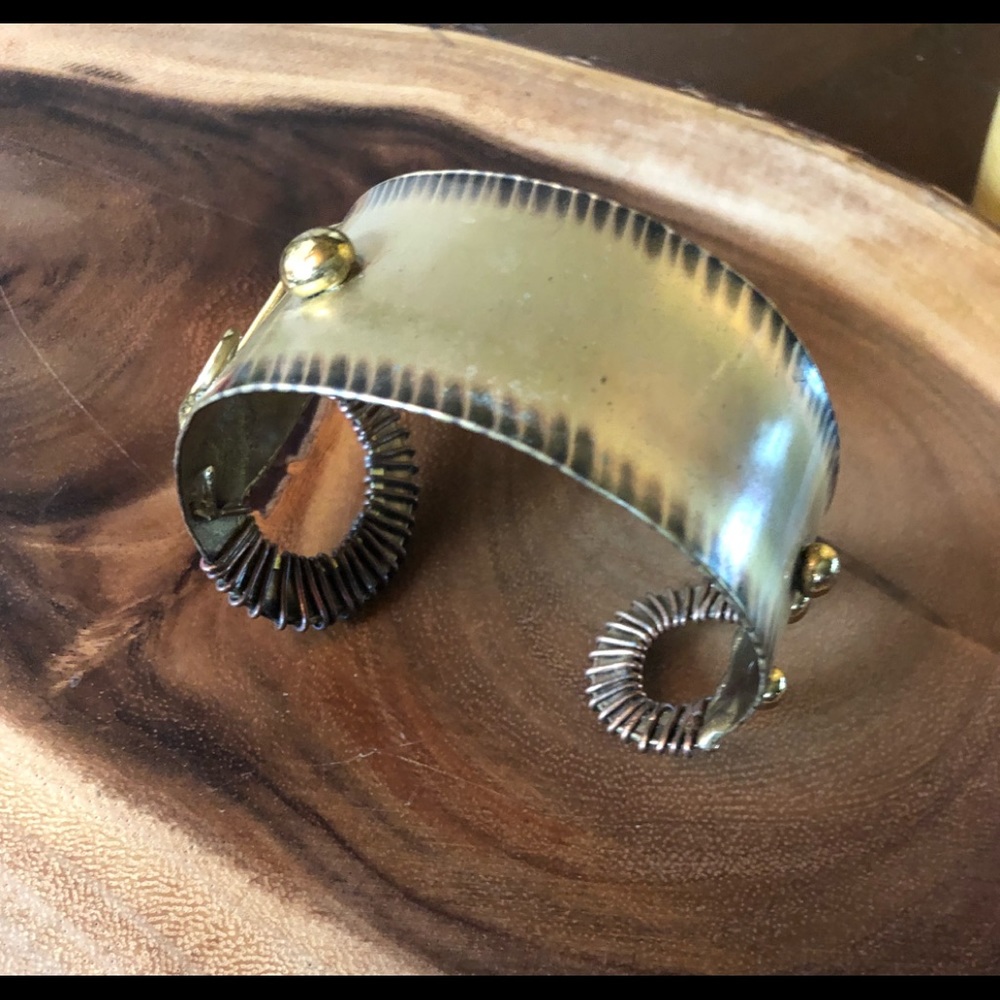 Unique Artisan Crafted Brass and Copper 7” Cuff Bracelet